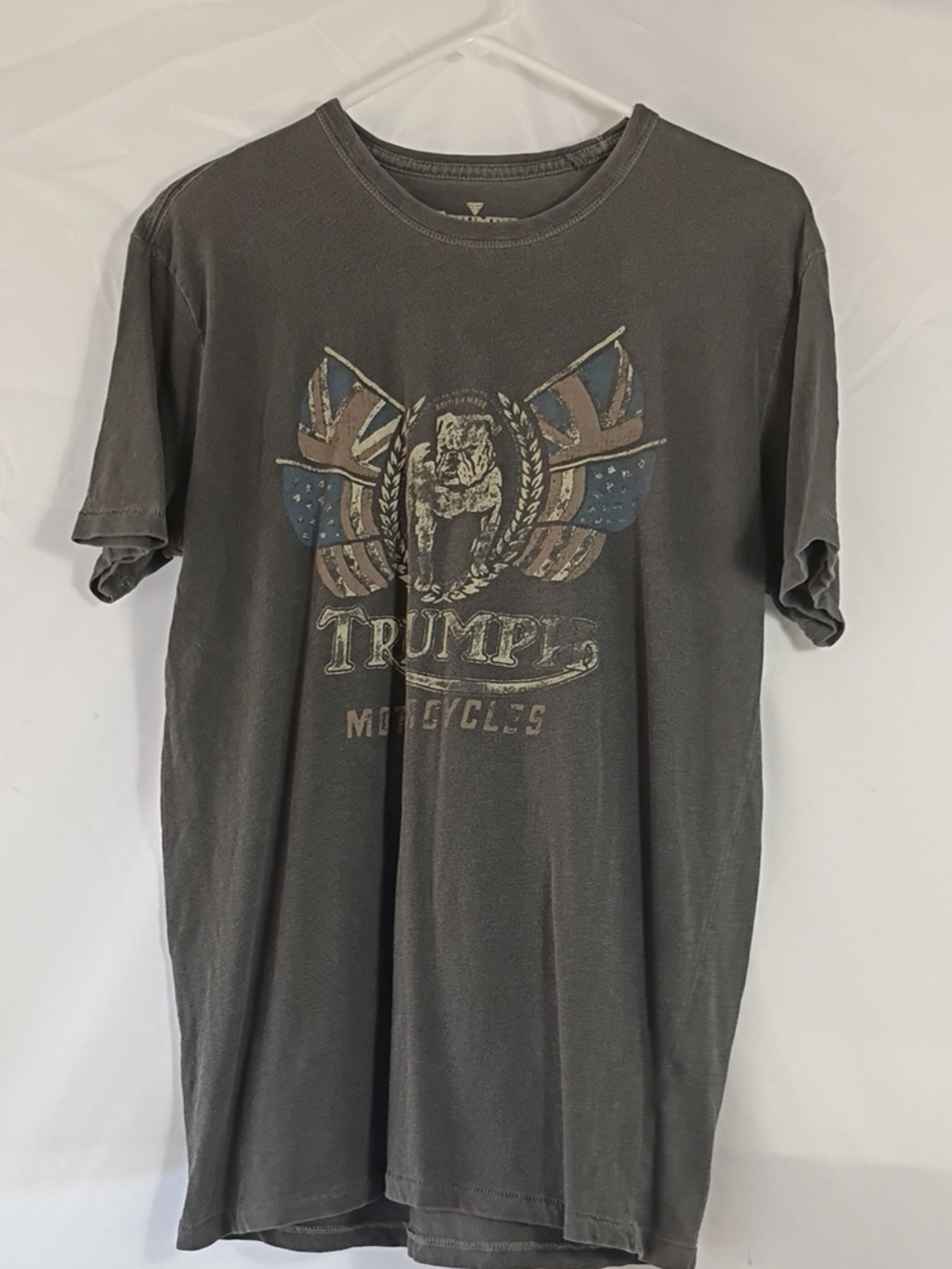 EUC Triumph Motorcycles Bulldog  By Lucky Brand Grey T-Shirt Mens Sz Small